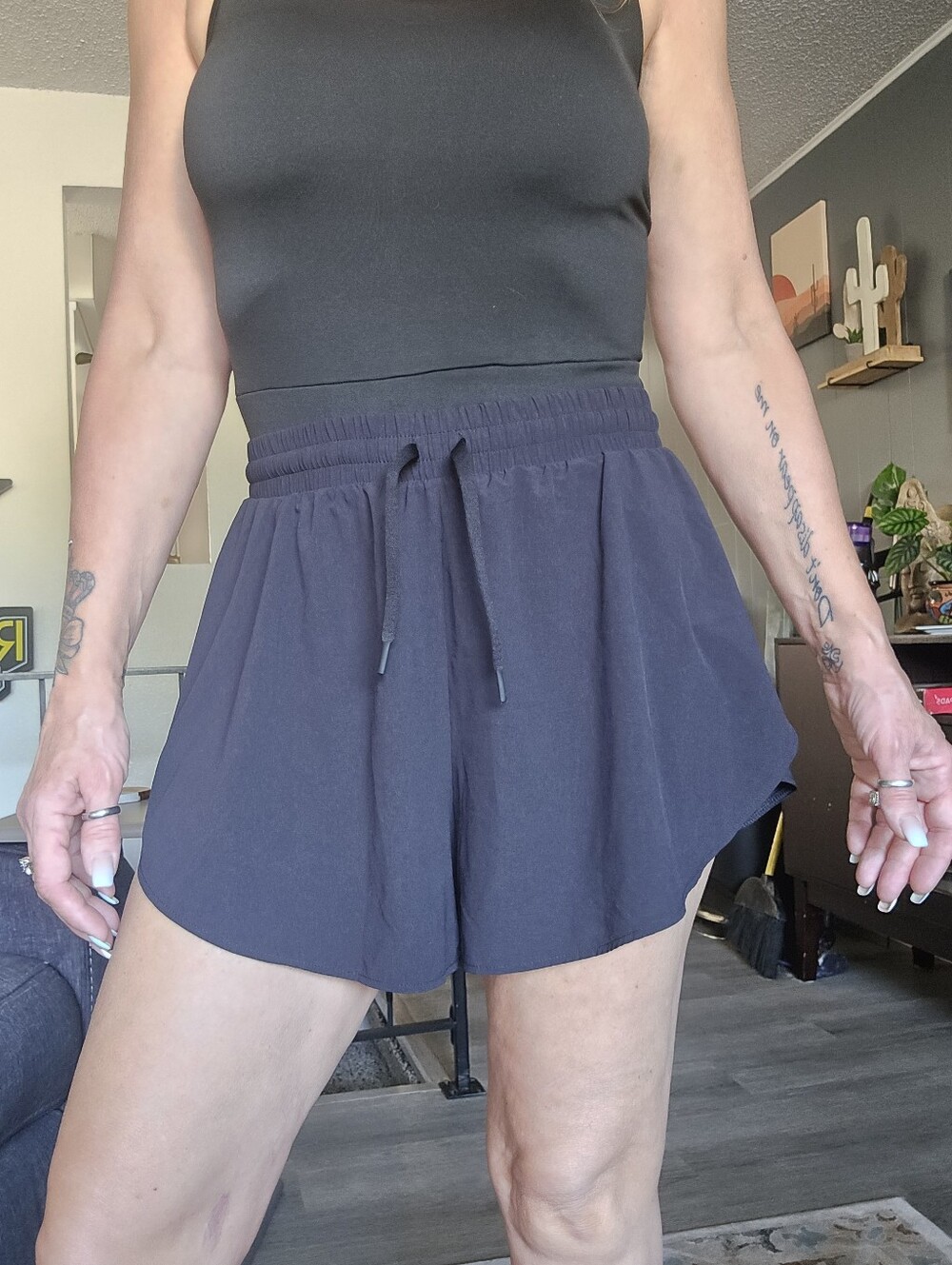 All In Motion Women’s Black High-Waist Drawstring Shorts